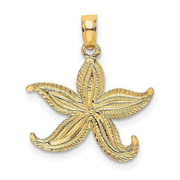 14k Yellow Gold Flat Starfish Charm